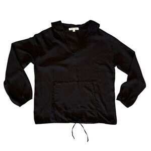 Karen Kane Black Semi Sheer Hoodie Blouse, Women's Size M